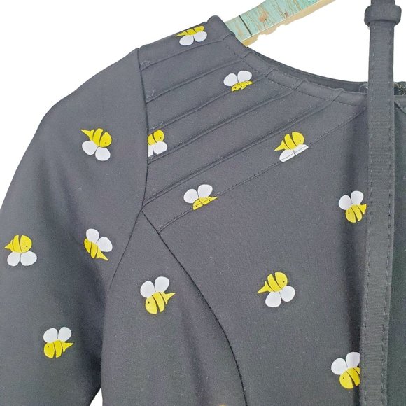 Unique Vintage All Over Bumble Bee Print Dress, Sz S/4 - Picture 7 of 11